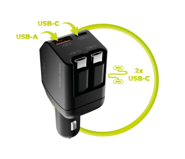 Mobile Origin Car Charger 90W CA22 USB-C + USB-A, 2x USB-C Cable - 1502706 - zdjęcie 8